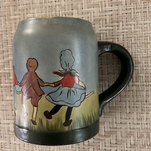 Antique Vintage European coffee mug 4-1/4” high x 2-3/4”